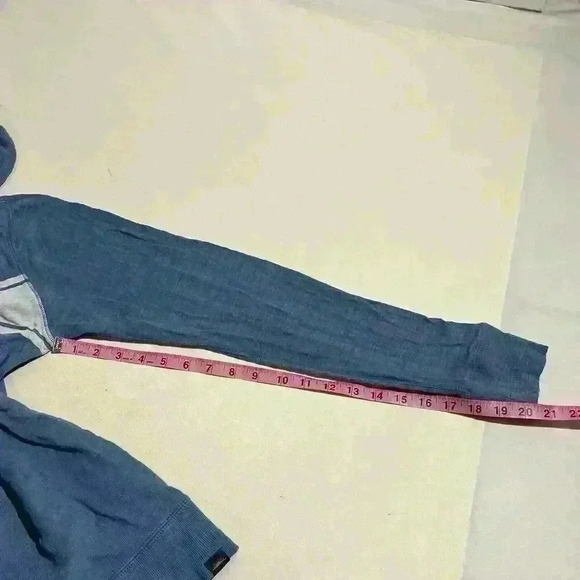 Faherty Mens Blue Hoodie Sweatshirt Striped Knit Organic Cotton Size Medium - Picture 6 of 10